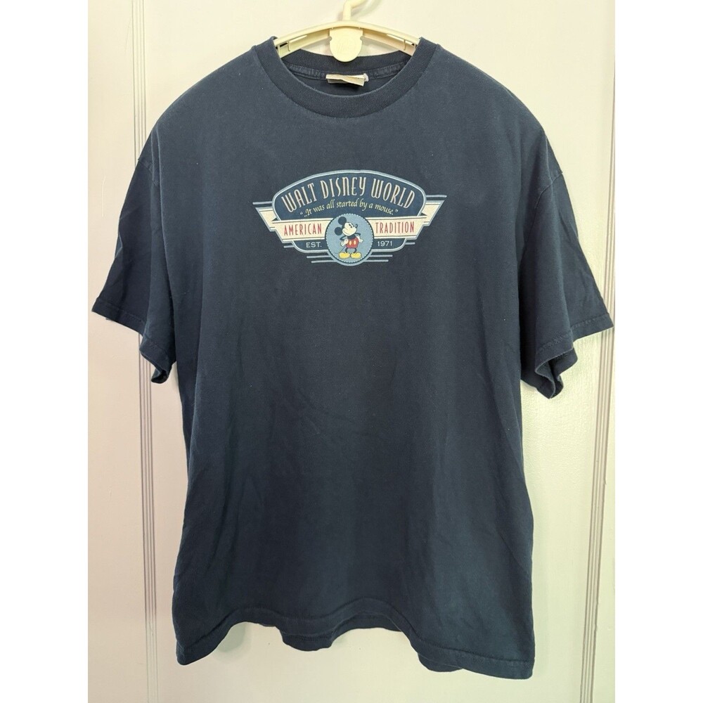 Vintage Walt Disney World Mickey Mouse American Tradition T Shirt Black USA
